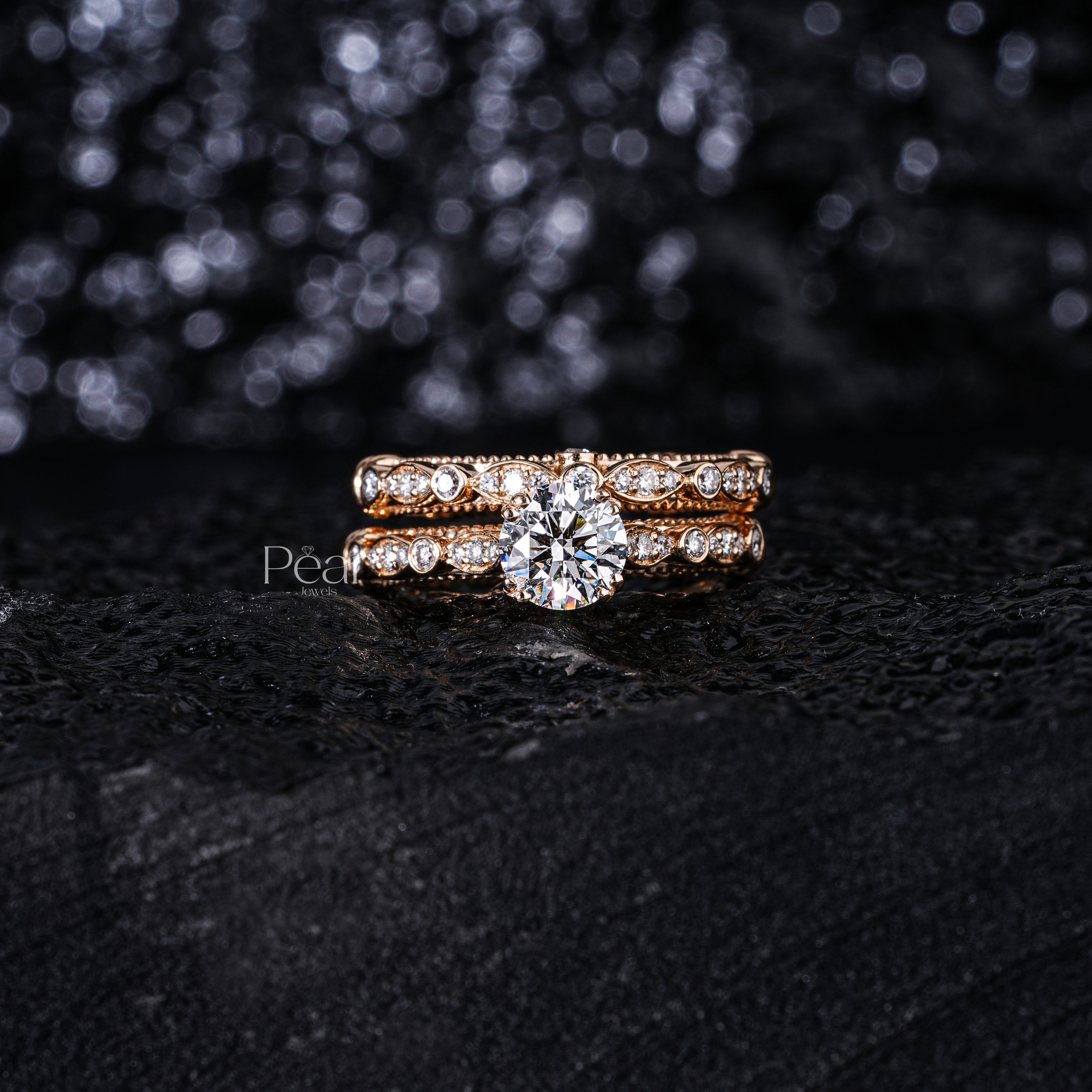 0.75Ct Round Fancy Shape Wedding Band - Pear Jewels